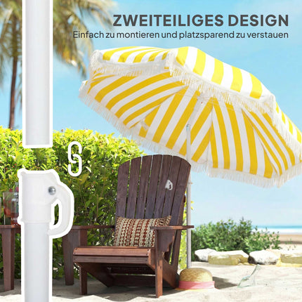 Beach Umbrella 180cm with Tilt, Sand Anchor, Carry Bag