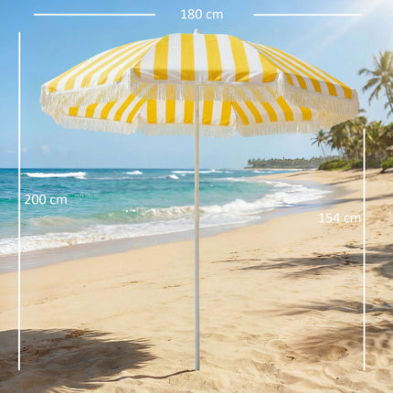 Beach Umbrella 180cm with Tilt, Sand Anchor, Carry Bag
