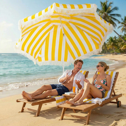 Beach Umbrella 180cm with Tilt, Sand Anchor, Carry Bag