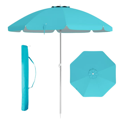 Strandschirm 198cm, Neigung per Knopfdruck, Sandsack für Verankerung