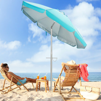 Strandschirm 198cm, Neigung per Knopfdruck, Sandsack für Verankerung