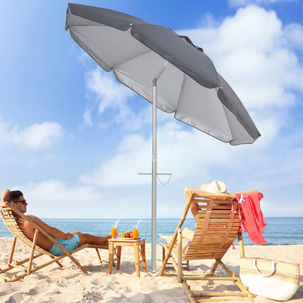 Strandschirm 198cm, Neigefunktion per Knopfdruck, Sandsackanker, Tragetasche