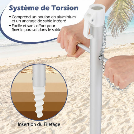 Strandschirm 198cm, Neigefunktion per Knopfdruck, Sandsackanker, Tragetasche