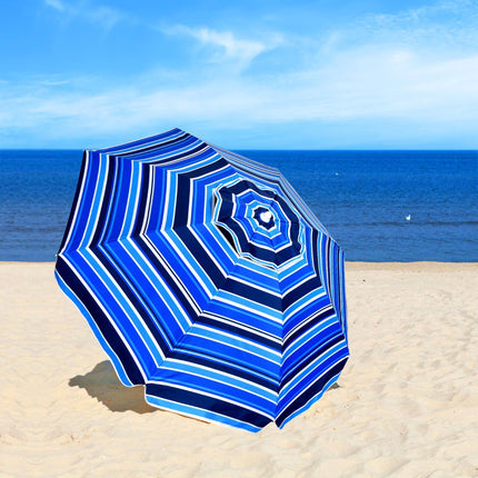 Beach Umbrella 220 cm, Tilt Canopy, Cup Holder, Carry Bag