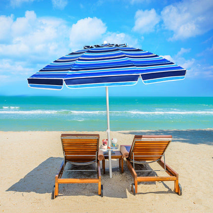 Beach Umbrella 220 cm, Tilt Canopy, Cup Holder, Carry Bag