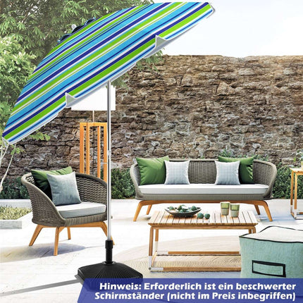 Beach Umbrella, Portable Tilt Sunshade, Blue/Green