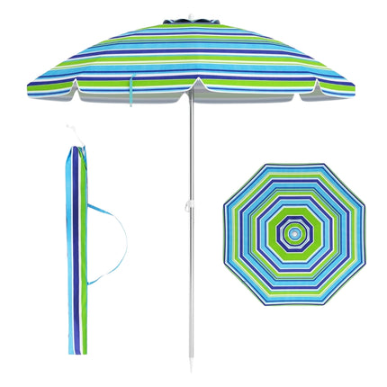 Beach Umbrella, Portable Tilt Sunshade, Blue/Green