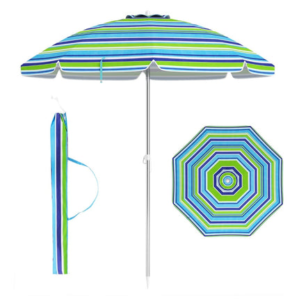Beach Umbrella, Portable Tilt Sunshade, Blue/Green