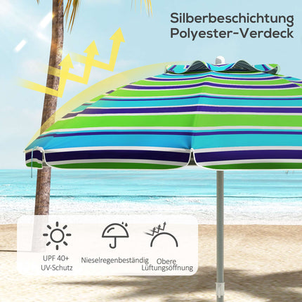 Beach Umbrella, UV 40+ Protection, Adjustable Height