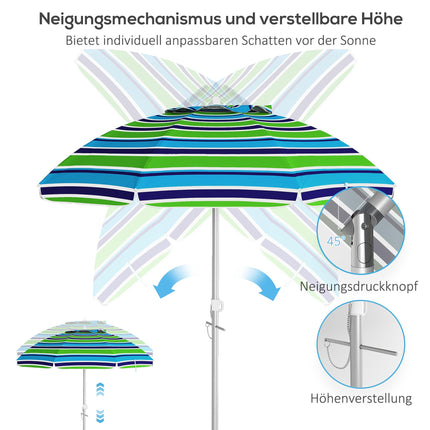 Beach Umbrella, UV 40+ Protection, Adjustable Height