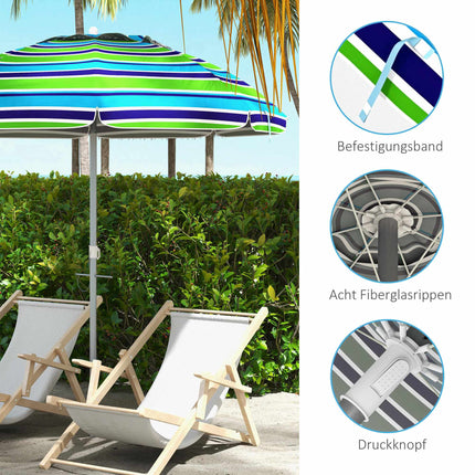 Beach Umbrella, UV 40+ Protection, Adjustable Height