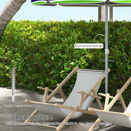 Beach Umbrella, UV 40+ Protection, Adjustable Height
