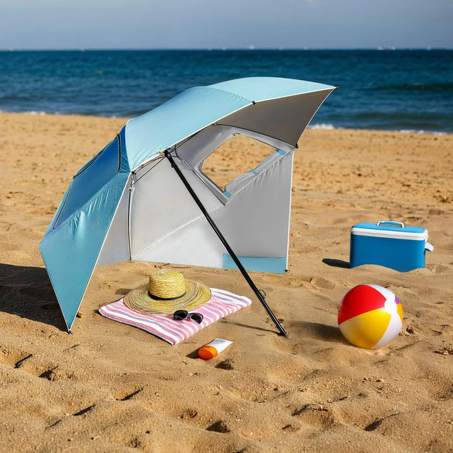 Sonnenschirm-Windschutz 2-in-1 XXL 240cm Blau