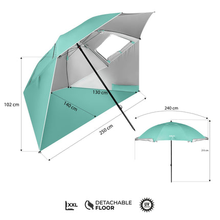 Strandschirm-Windschutz 2-in-1 XXL 240 cm Grün