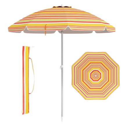 Beach Umbrella with Tilt, Anchor, Carry Bag – Red/Yellow