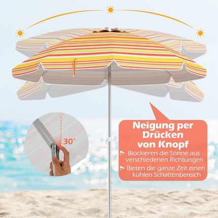 Beach Umbrella with Tilt, Anchor, Carry Bag – Red/Yellow
