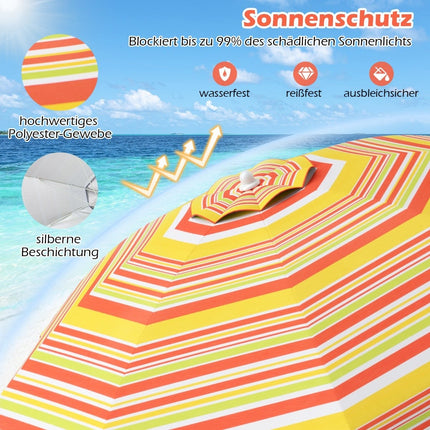 Beach Umbrella with Tilt, Anchor, Carry Bag – Red/Yellow