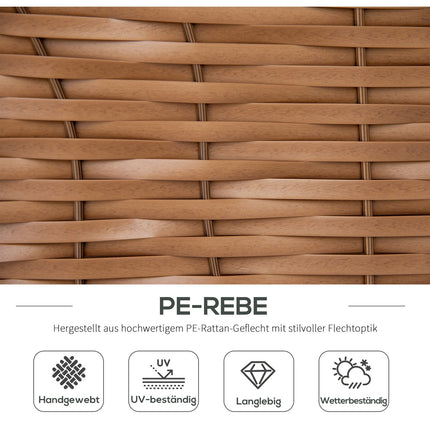 Strandstoel 3-zits ligstoel met dak en 2 opklapbare tafels, voetenbankje, XXL polyrotan naturel, 150x79x160cm voor tuin & terras |de