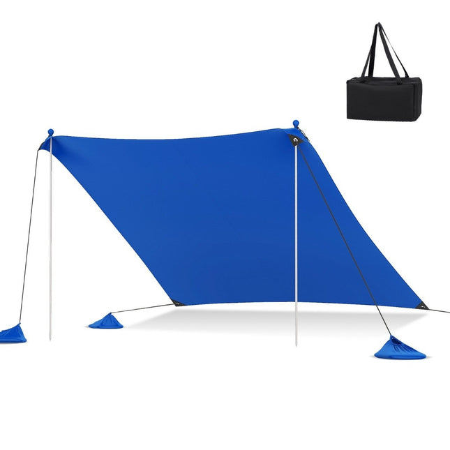 Strandtent 300 x 300 cm UPF 50+ zonnetent met zandankers, zandzakken en 2 steunpalen, donkerblauw