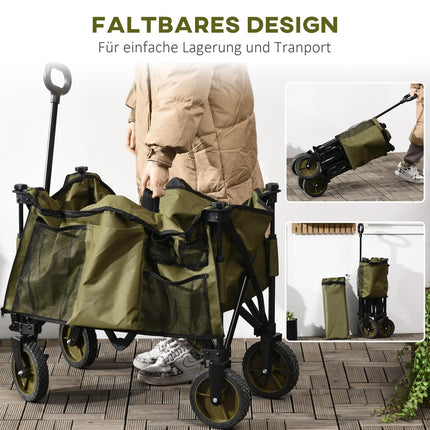 Faltbarer Strandwagen – verstellbar, 4 Räder, abnehmbare Taschen