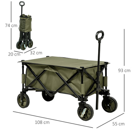 Faltbarer Strandwagen – verstellbar, 4 Räder, abnehmbare Taschen