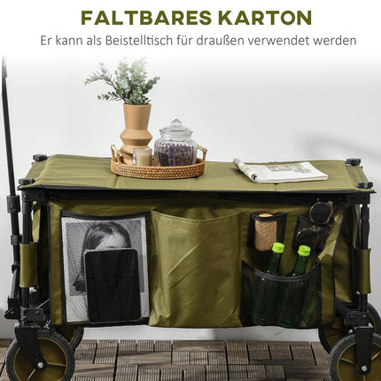Faltbarer Strandwagen – verstellbar, 4 Räder, abnehmbare Taschen