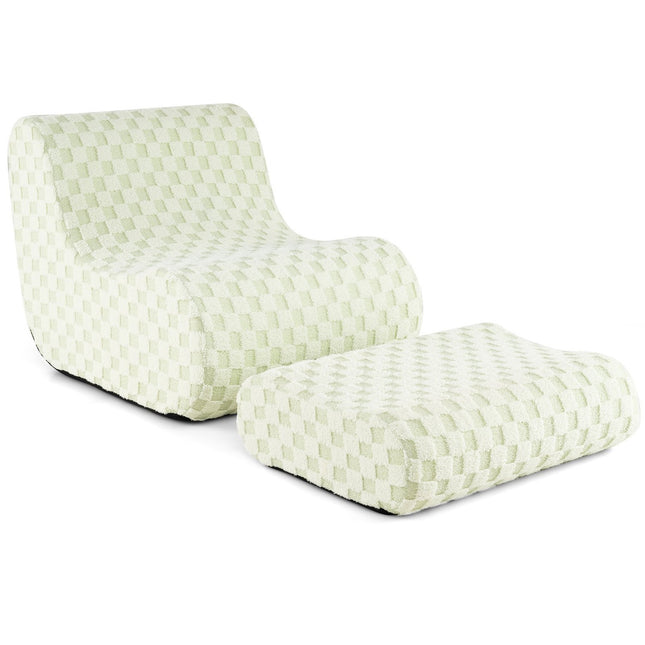 Sitzsack mit Ottoman, hochdichter Schaumstoff, Grün