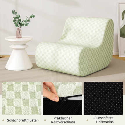 Sitzsack mit Ottoman, hochdichter Schaumstoff, Grün
