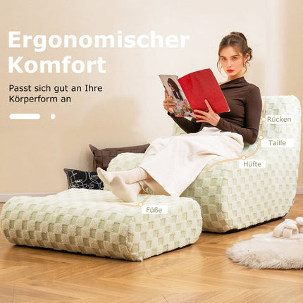 Sitzsack mit Ottoman, hochdichter Schaumstoff, Grün