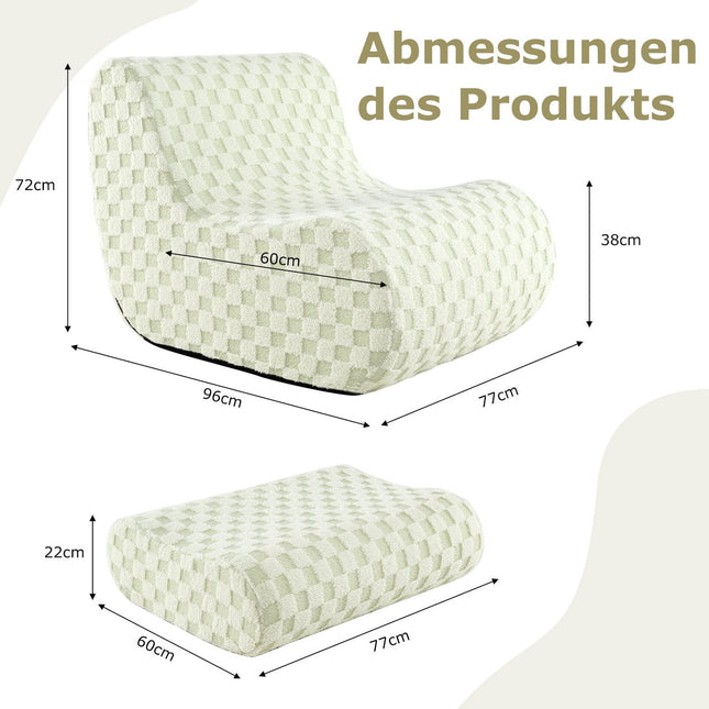 Sitzsack mit Ottoman, hochdichter Schaumstoff, Grün