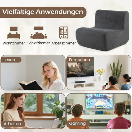 Sedací vak z měkkého sametu s ergonomickou oporou, šedá
