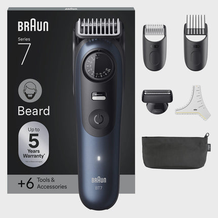 Beard Trimmer with 6 Grooming Tools, Blue, Series 7