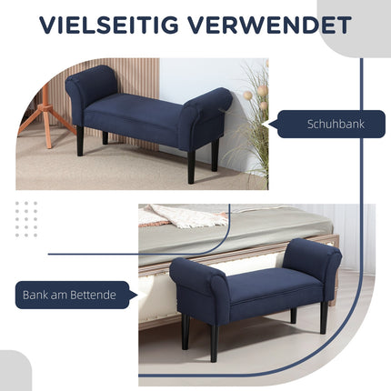 Blaue gepolsterte Bettbank, 130 kg Tragkraft, 102 x 36 x 51 cm