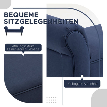 Blaue gepolsterte Bettbank, 130 kg Tragkraft, 102 x 36 x 51 cm