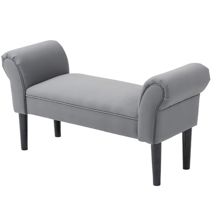 Banc de lit, banc rembourré, banc, banc de couloir pour chambre à coucher, capacité de charge jusqu'à 130 kg, tissu voile, gris foncé, 102 x 36 x 51 cm