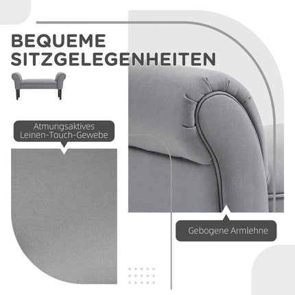 Banc de lit, banc rembourré, banc, banc de couloir pour chambre à coucher, capacité de charge jusqu'à 130 kg, tissu voile, gris foncé, 102 x 36 x 51 cm