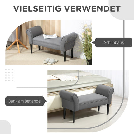 Banc de lit, banc rembourré, banc, banc de couloir pour chambre à coucher, capacité de charge jusqu'à 130 kg, tissu voile, gris foncé, 102 x 36 x 51 cm