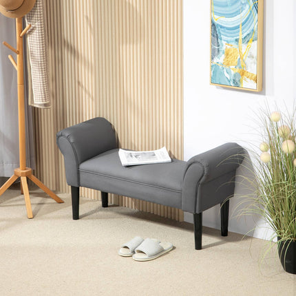 Banc de lit, banc rembourré, banc, banc de couloir pour chambre à coucher, capacité de charge jusqu'à 130 kg, tissu voile, gris foncé, 102 x 36 x 51 cm