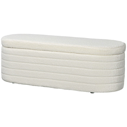 Bedroom storage bench - cream, fleece, sturdy wooden legs