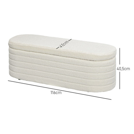 Bedroom storage bench - cream, fleece, sturdy wooden legs