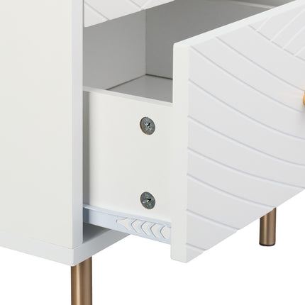 Bedside Cabinet with 2 Drawers, White