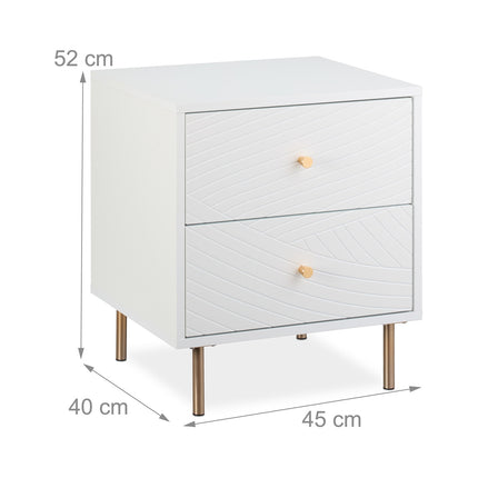 Bedside Cabinet with 2 Drawers, White