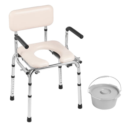 Bedside Commode Chair, Padded Seat, 350 lb Capacity