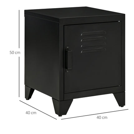 Nachttisch aus schwarzem Metall mit verstellbarer Ablage 50x40x47,5 cm