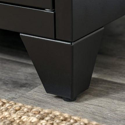 Nachttisch aus schwarzem Metall mit verstellbarer Ablage 50x40x47,5 cm
