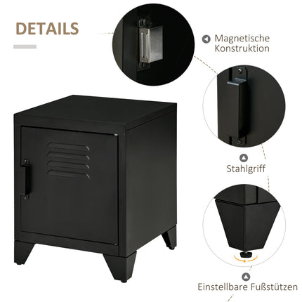 Nachttisch aus schwarzem Metall mit verstellbarer Ablage 50x40x47,5 cm
