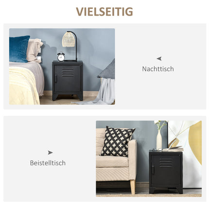 Nachttisch aus schwarzem Metall mit verstellbarer Ablage 50x40x47,5 cm