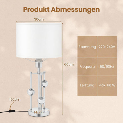 Bedside Table Lamp with Linen Shade and E27 Socket