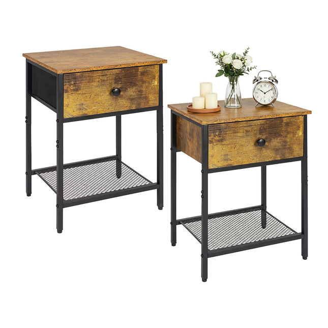 Nachttisch-Set, 2-teilig, Schublade & Ablage