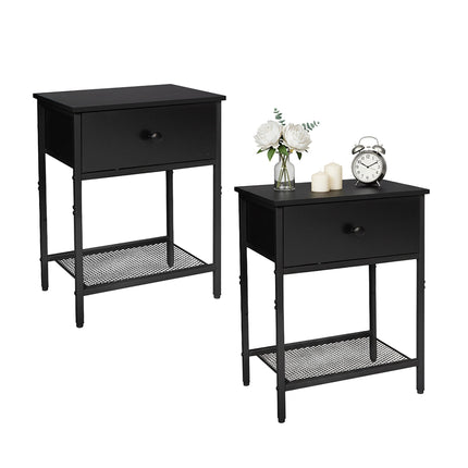 Nachttisch-Set, 2-teilig mit Schublade & Ablage